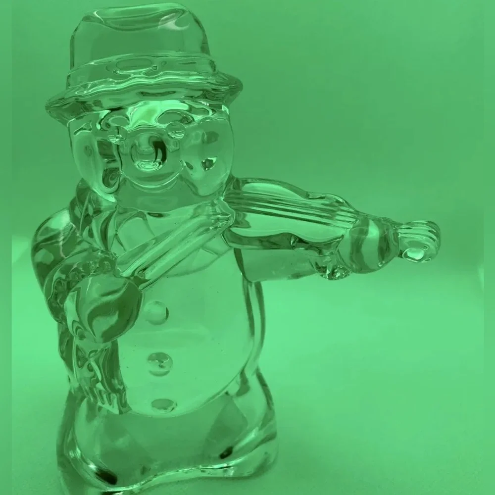Mikasa Frostys Choir Crystal Snowman Playing Violin Glass Winter Christmas Decor